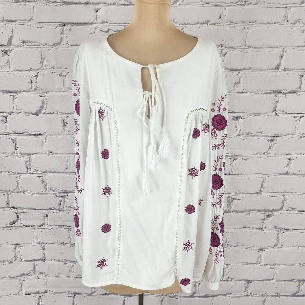 Kut from the Kloth peasant blouse Womens M Boho Cottage embroidered Farmcore